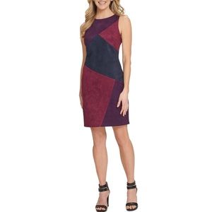 Faux Suede Purple Colorblock Dress